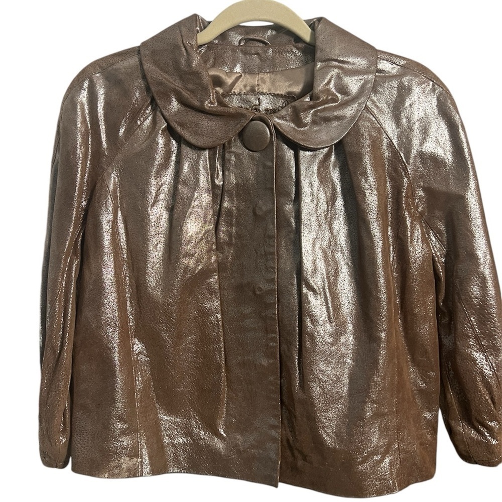 Live A Little Leather Metallic Bronze Statement Jacket